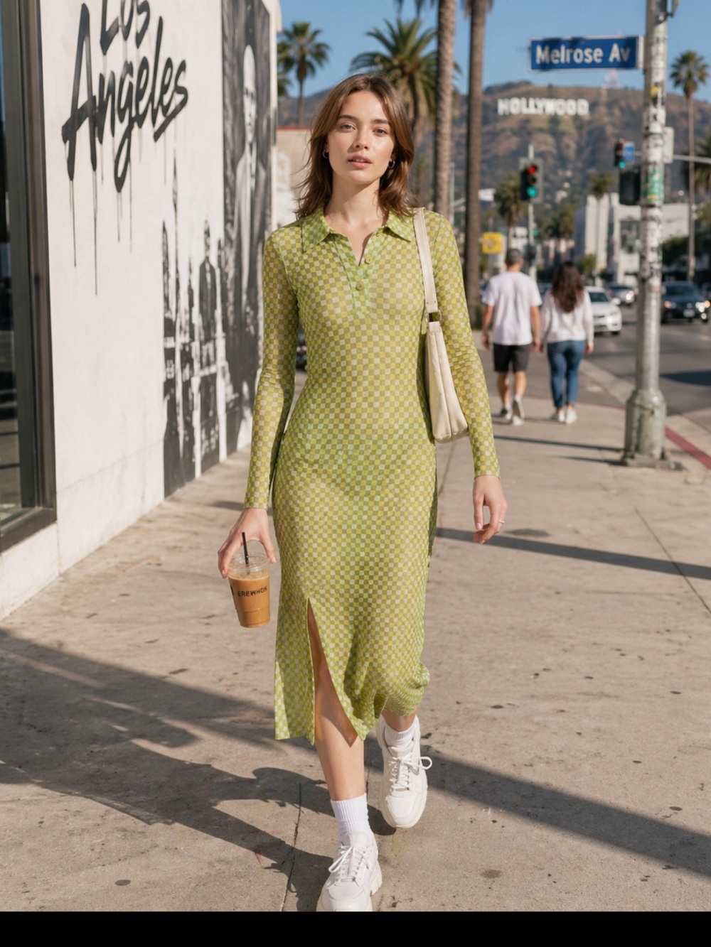 Baum und Pferdgarten Green Checked Sulphur Midi Length Dress